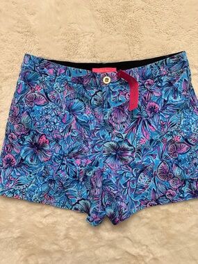 NWT Lilly Pulitzer Gretchen Shorts Breakwater Blue Shells N Bells Sz 14 NEW